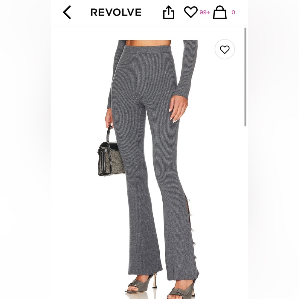 Knit pants with pearl features